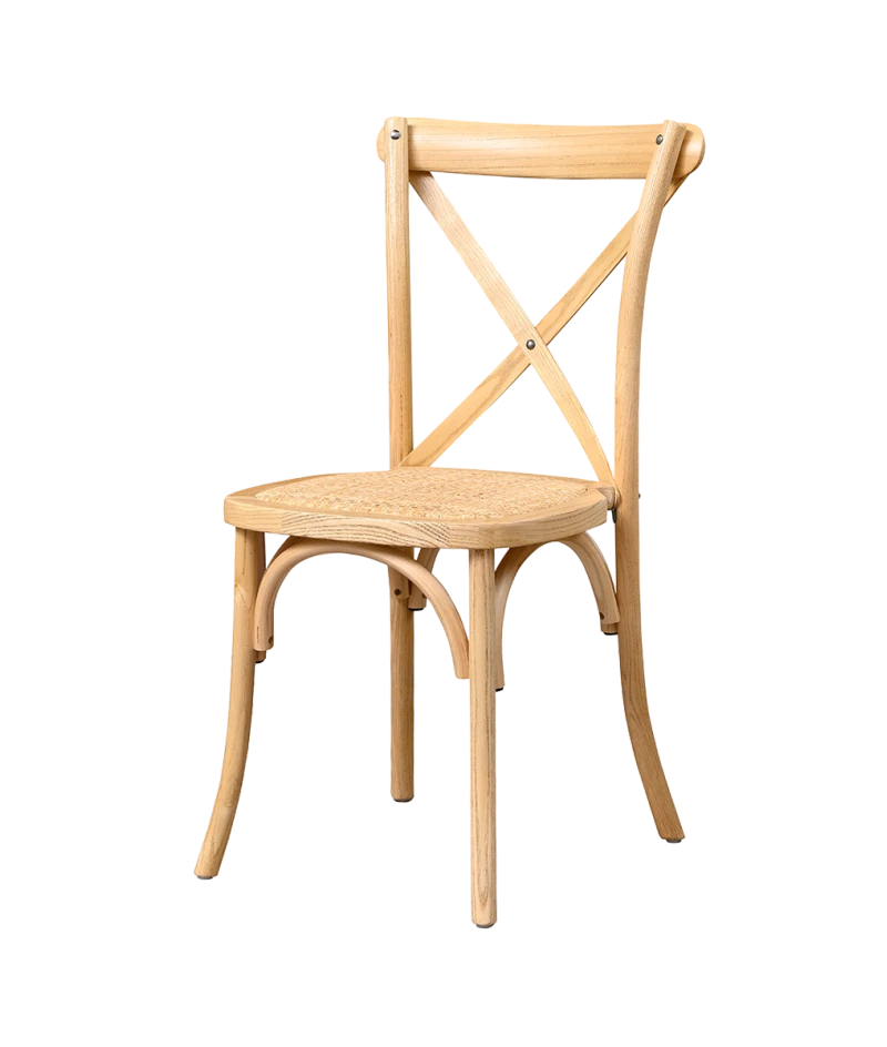 Vestuvinė kėdė Cross-Back Wood Rattan – natūrali